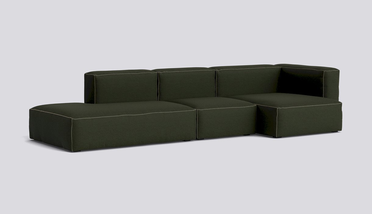 Mags Soft 3 Seater Combination 4 Right-Full upholstery-Maglia-Dark green-Beige stitches