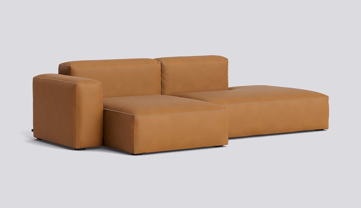Mags Soft 2,5 Seater Low armrest Combination 3 Left-Full upholstery-Sense-Cognac-Beige stitches