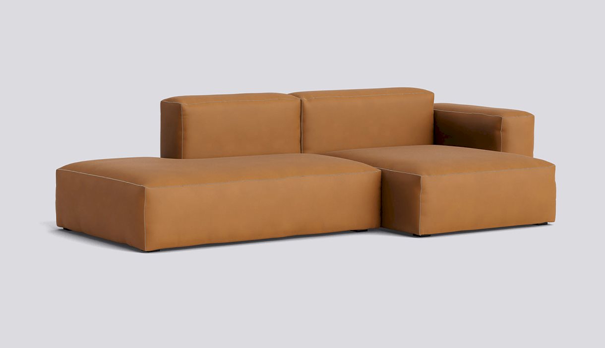 Mags Soft 2,5 Seater Low armrest Combination 3 Right-Full upholstery-Sense-Cognac-Beige stitches