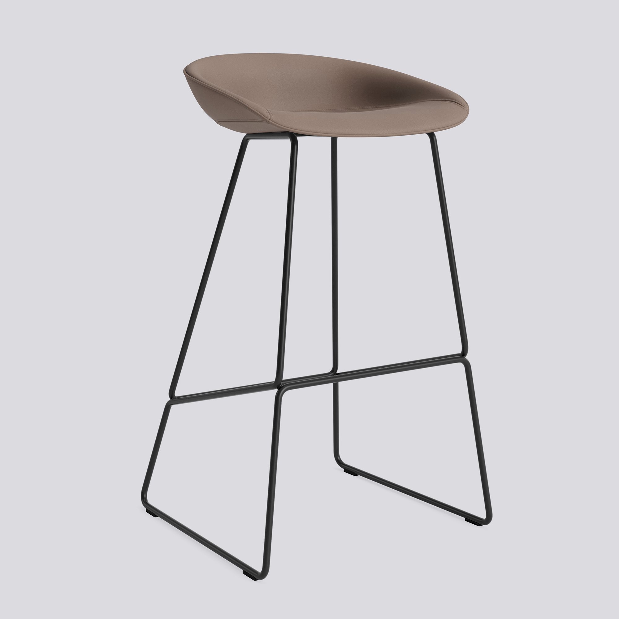 AAS39 Bar stool High Black powder coated steel Sled base H75 Standard glider-Full upholstery-Sense-Nougat