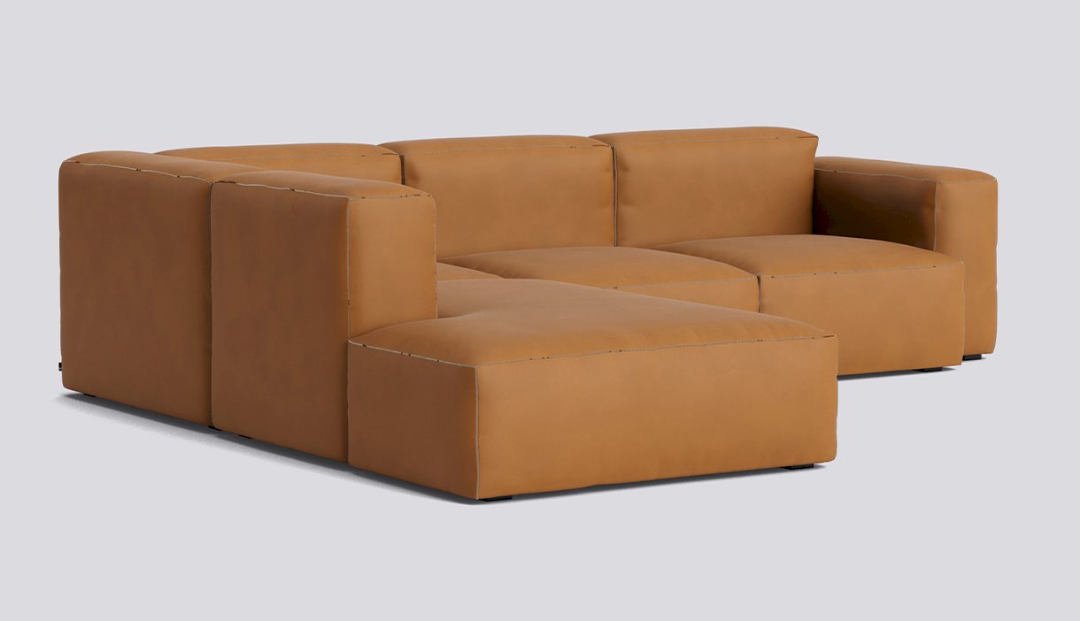 Mags Soft Corner Low armrest Combination 2 Left-Full upholstery-Sense-Cognac-Beige stitches