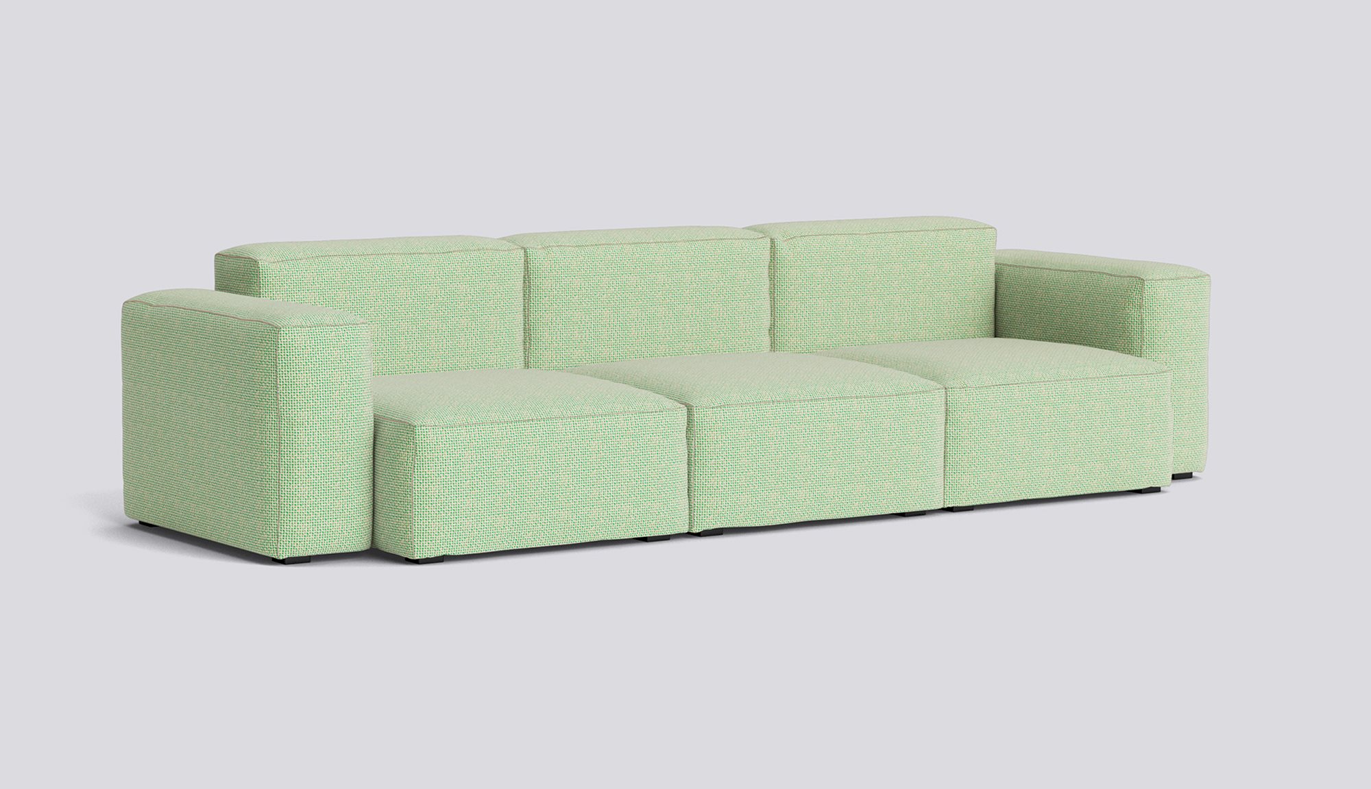 Mags Soft 3 Seater Low Armrest Combination 1-Full upholstery-Tartaglia-Green white 989-Beige stitches