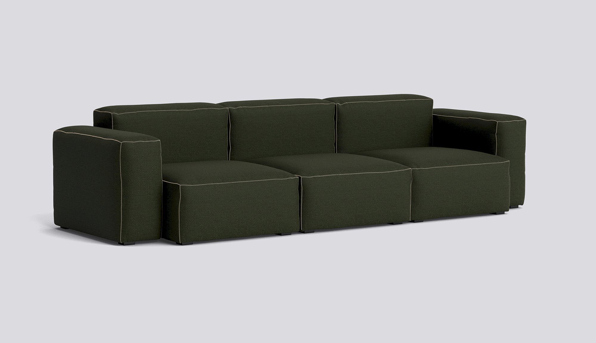  Mags Soft 3 Seater Low Armrest Combination 1-Full upholstery-Maglia-Dark green-Beige stitches