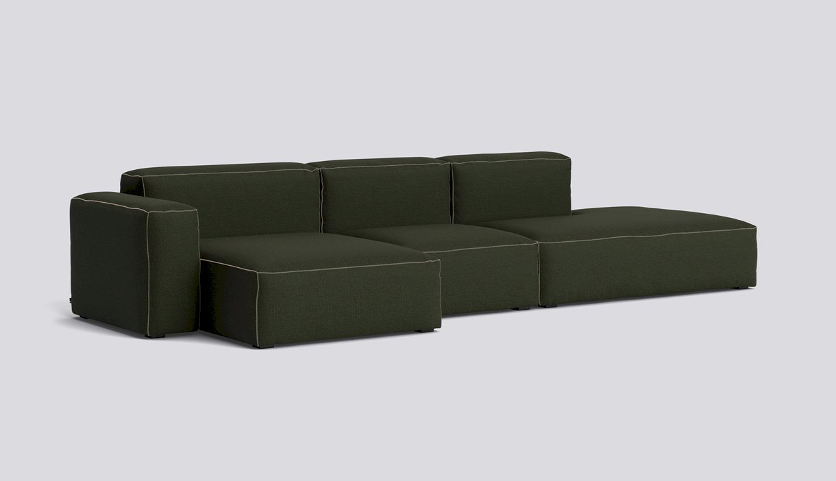 Mags Soft 3 Seater Low armrest Combination 4 Left-Full upholstery-Maglia-Dark green-Beige stitches