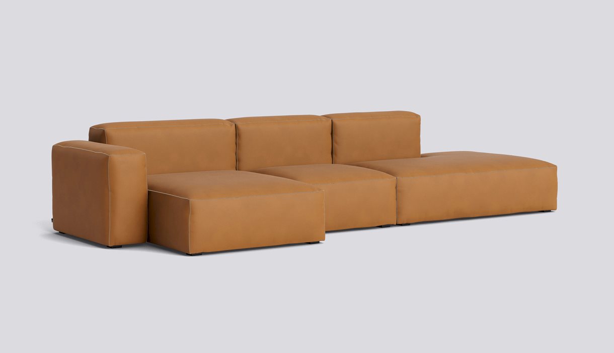  Mags Soft 3 Seater Low armrest Combination 4 Left-Full upholstery-Sense-Cognac-Beige stitches