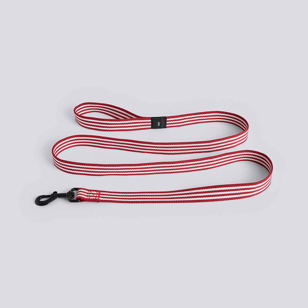 HAY Dogs Leash-Flat M/L-Red and white stripe