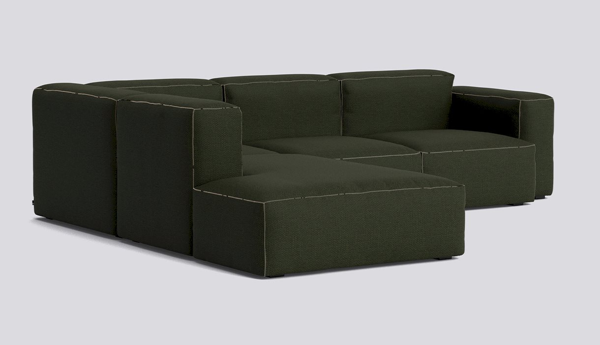  Mags Soft Corner Low armrest Combination 2 Left-Full upholstery-Maglia-Dark green-Beige stitches