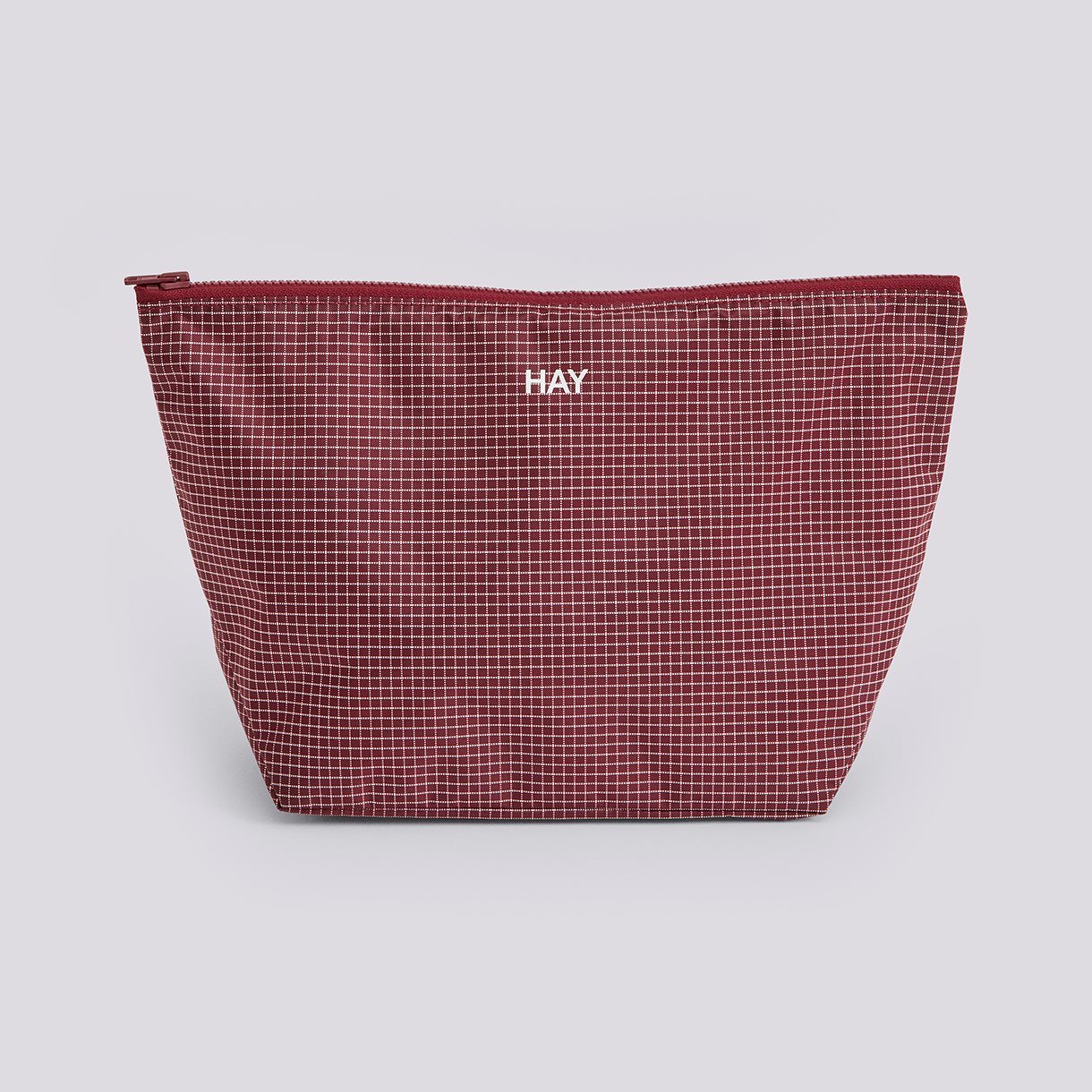  Grid Pouch-Medium-Burgundy