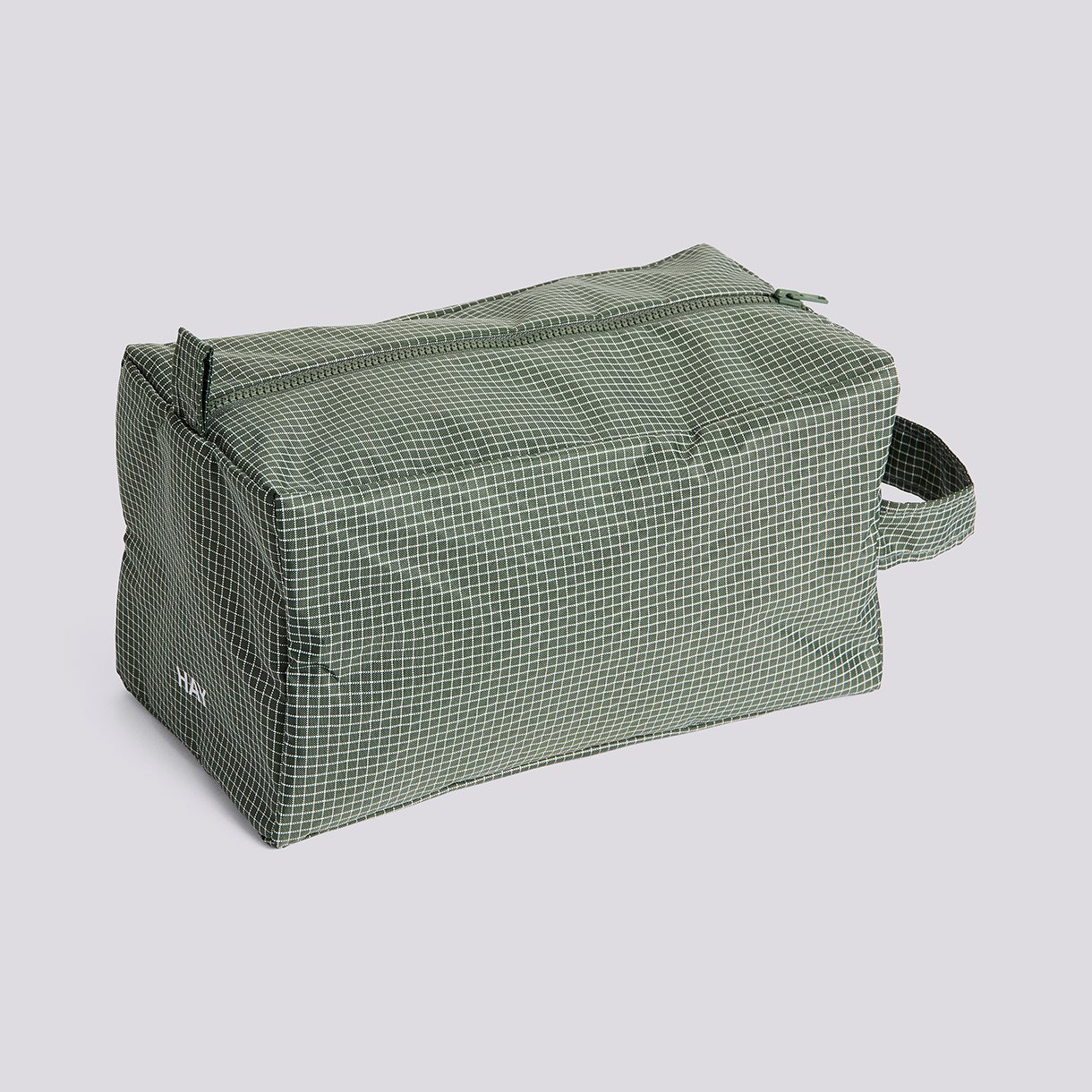  Grid Wash Bag-Medium-Dark green