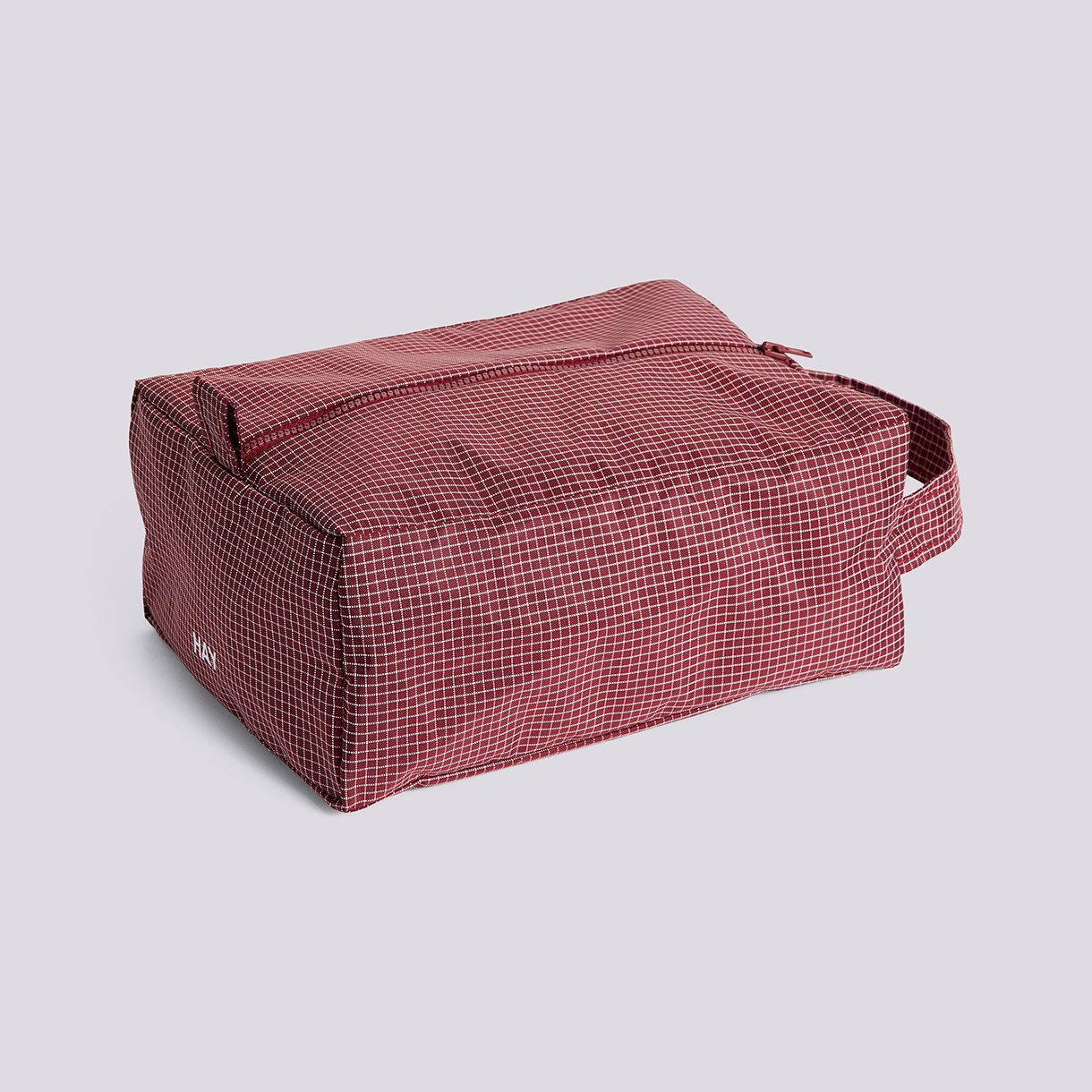  Grid Wash Bag-Small-Burgundy