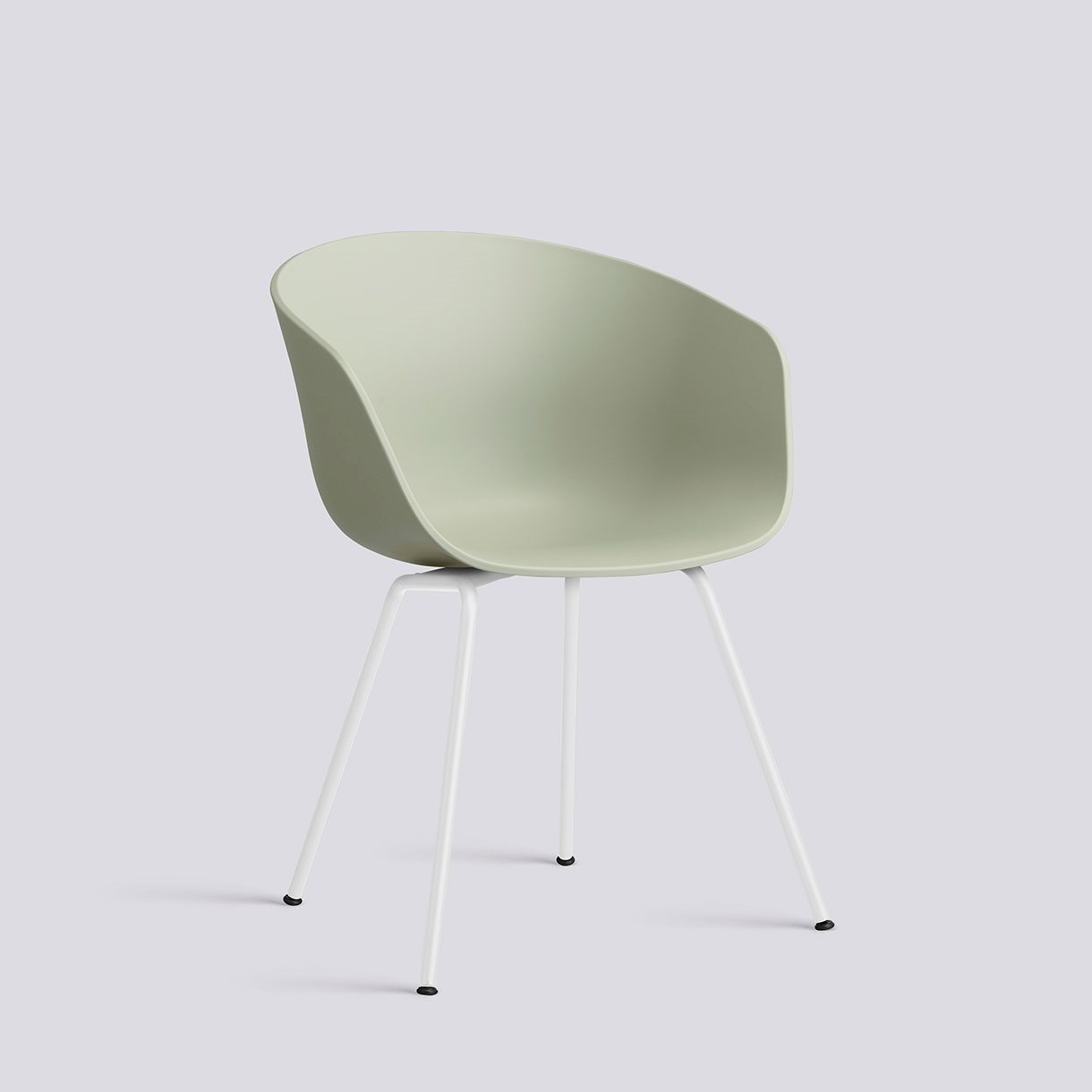 AAC26 White powder coated steel 4 leg base Standard glider-Pastel green 2.0 shell-None-None