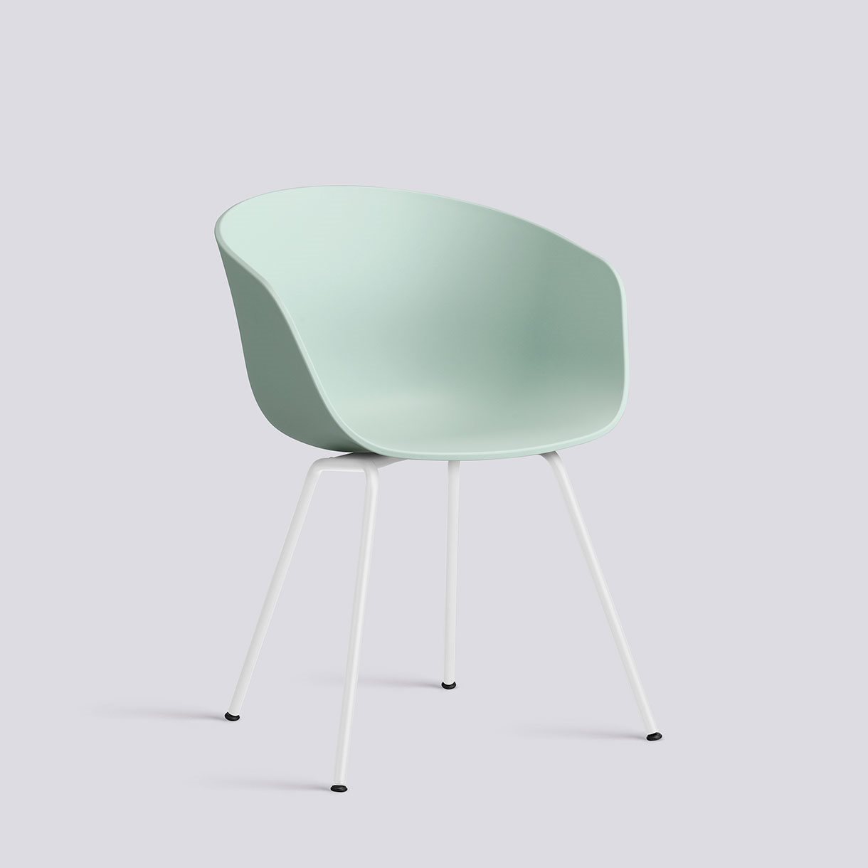 AAC26 White powder coated steel 4 leg base Standard glider-Dusty mint 2.0 shell-None-None