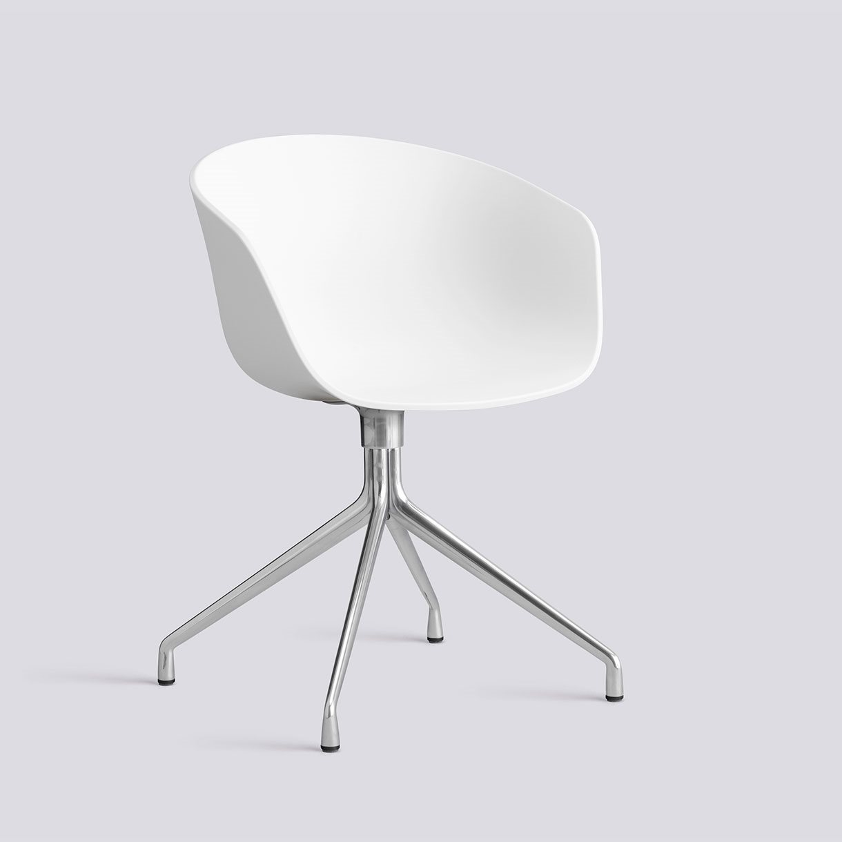 AAC20 Polished aluminium 4 star swivel base Standard glider-White 2.0 shell-None-None