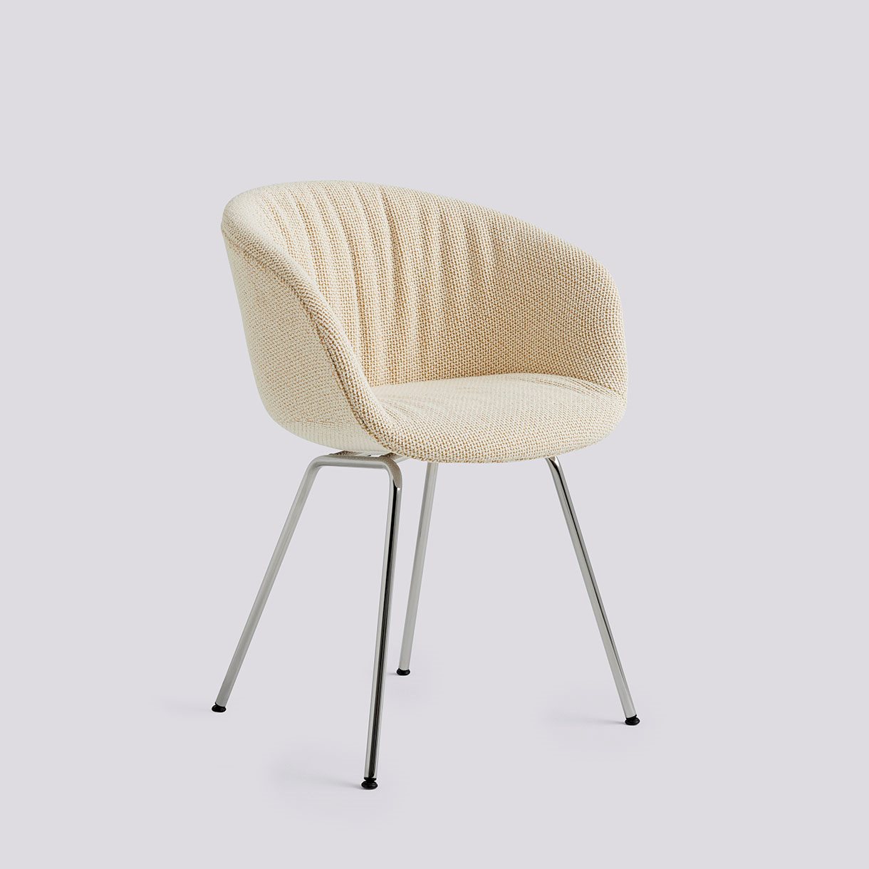 AAC27 Chromed steel 4 leg base Standard glider-Soft Full upholstery-Tartaglia-Ocre white 857