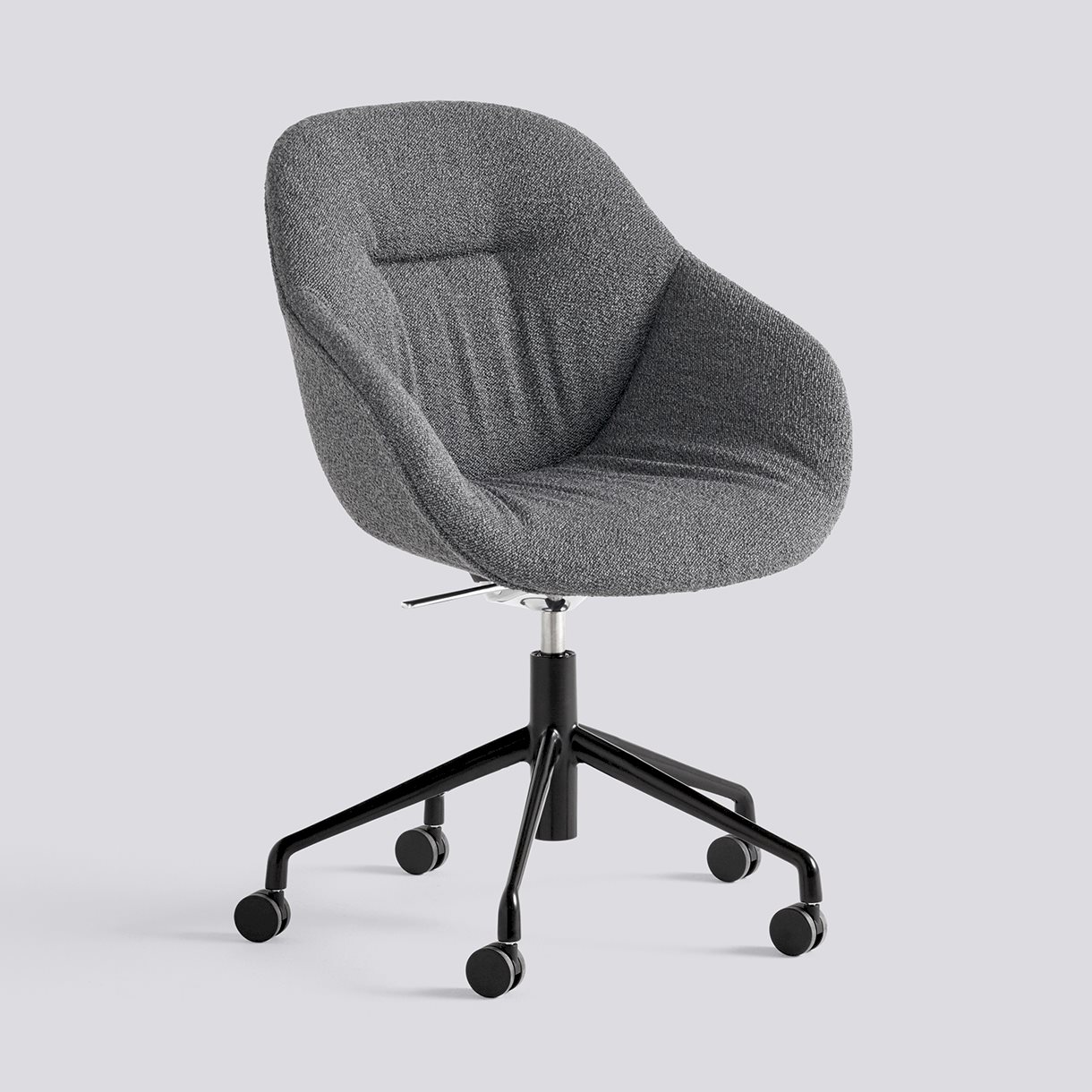 AAC155 Black powder coated aluminium 5 star swivel Tilt Gas lift Wheel base-Soft Full upholstery-Flamiber-Charcoal C8