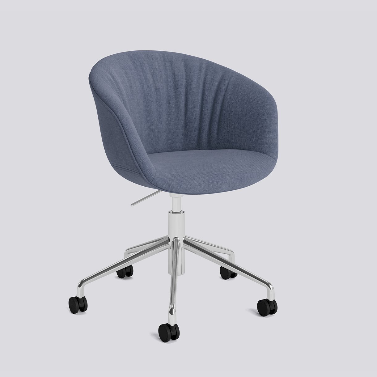 AAC53 Polished aluminium 5 star swivel Gas lift Wheel base-Soft Full upholstery-Linara-198