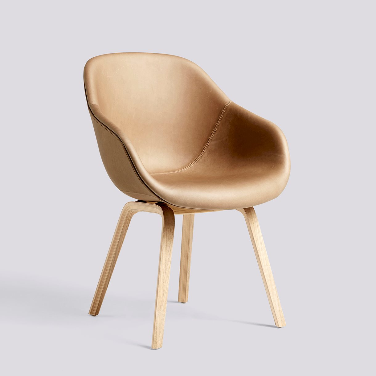 AAC123 Water-based lacquered oak veneer 4 leg base Standard glider-Full upholstery-Sense-Nougat