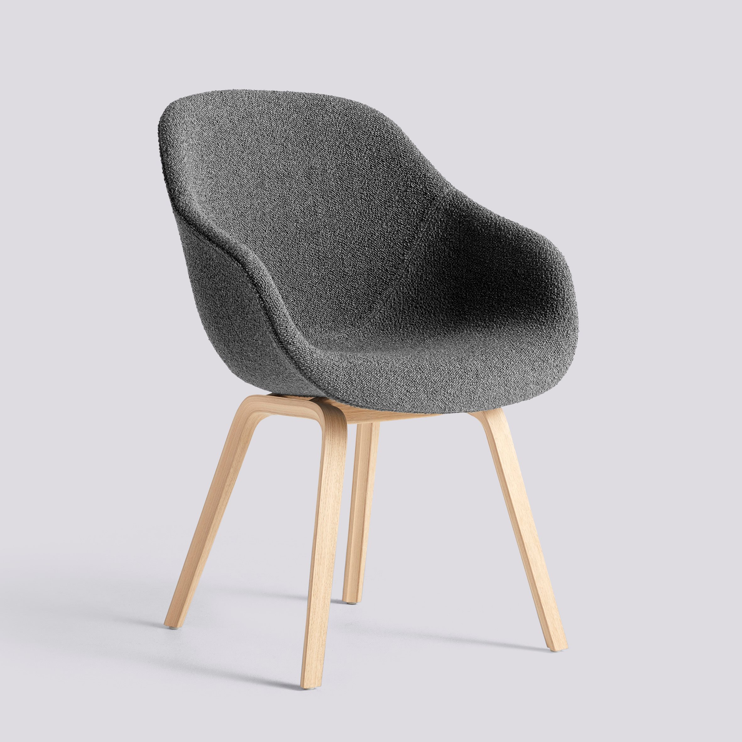 AAC123 Water-based lacquered oak veneer 4 leg base Standard glider-Full upholstery-Flamiber-Charcoal C8