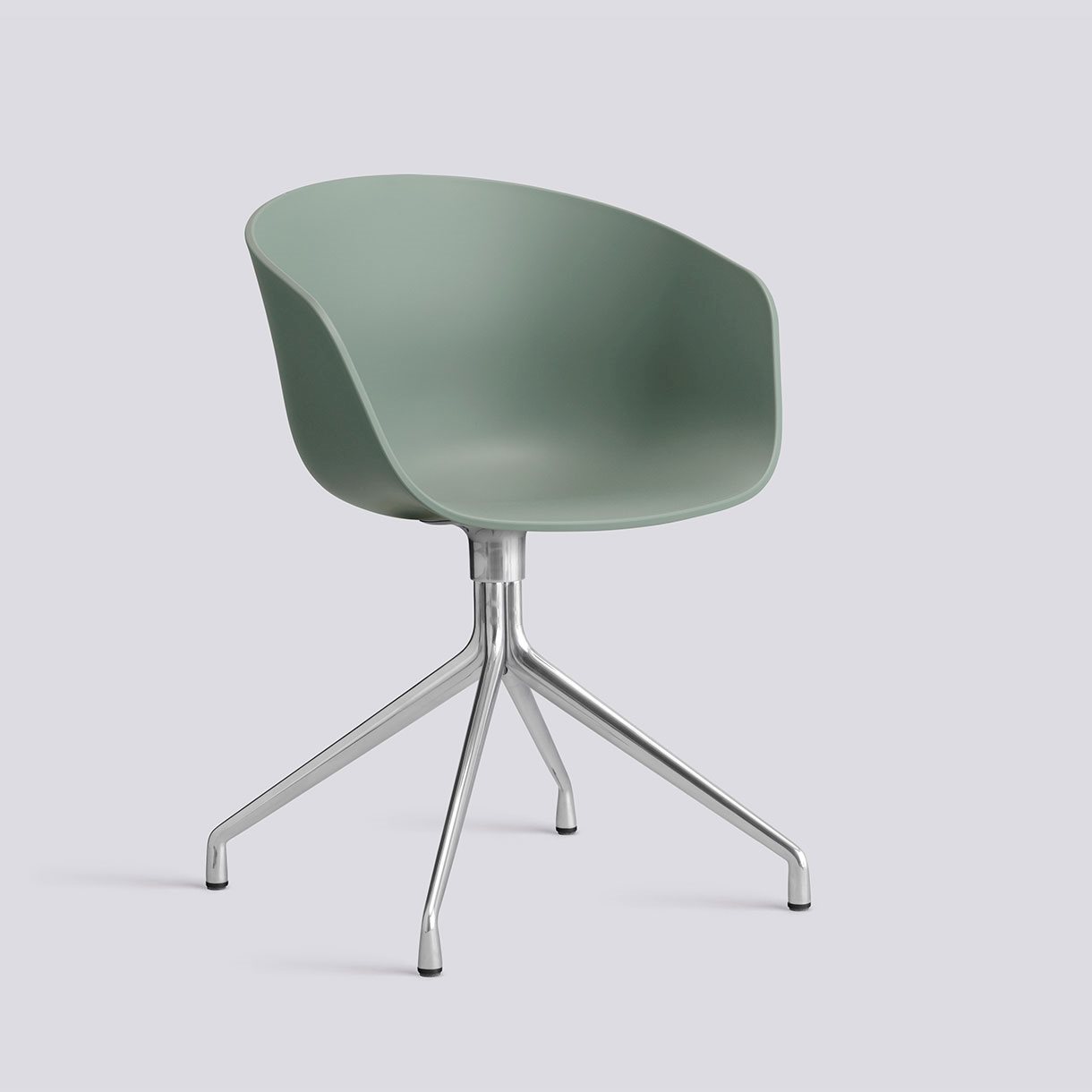 AAC20 Polished aluminium 4 star swivel base Standard glider-Fall green 2.0 shell-None-None
