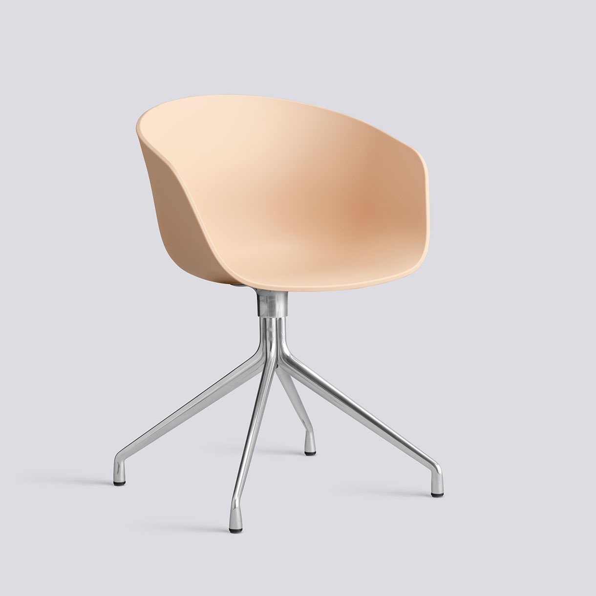 AAC20 Polished aluminium 4 star swivel base Standard glider-Pale peach 2.0 shell-None-None