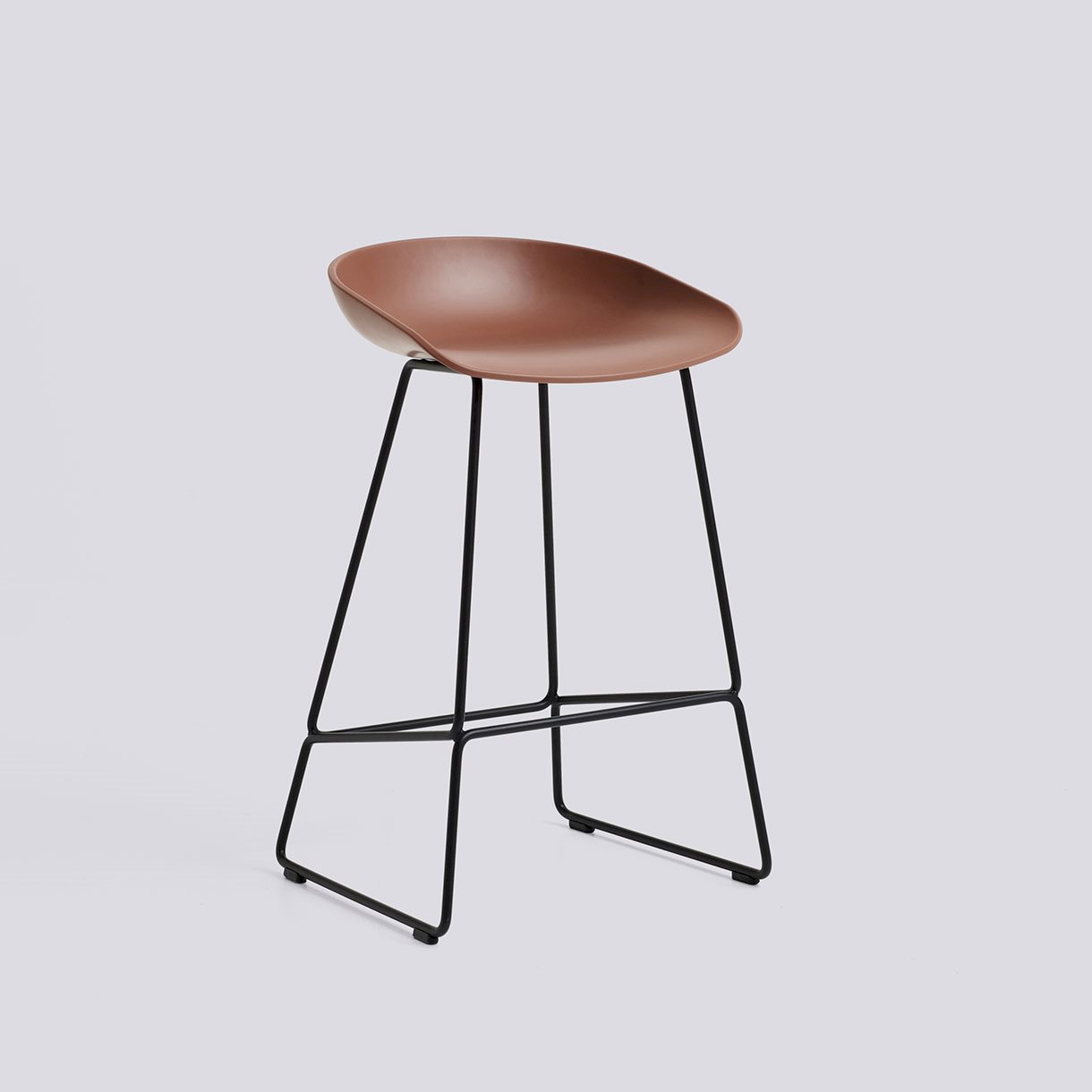 AAS38 Bar Stool Low Black powder coated steel Sled base H65 Standard glider-Soft brick 2.0 shell-None-None