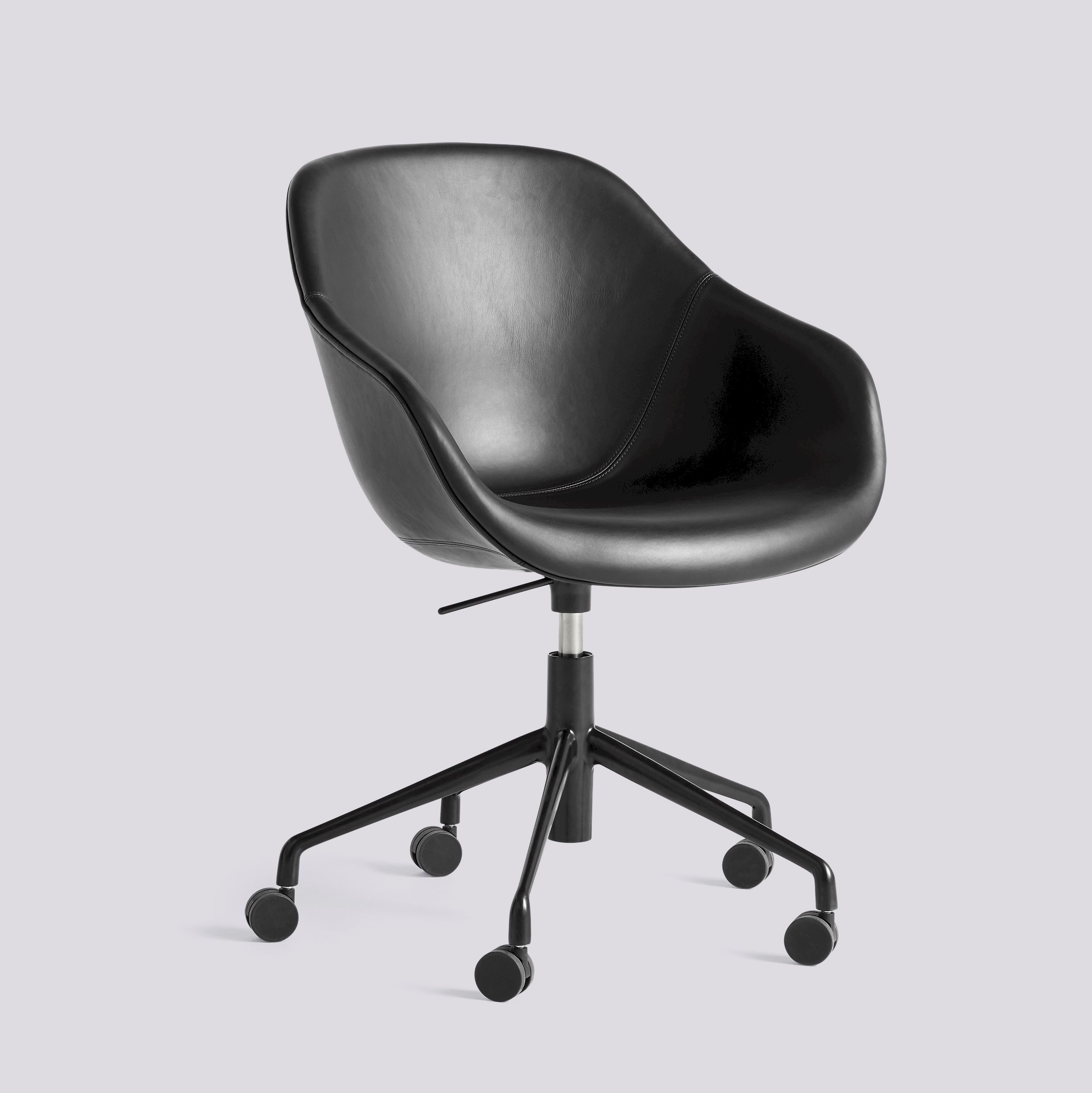  AAC153 Black powder coated aluminium 5 star swivel Gas lift Wheel base-Full upholstery-Sense-Black