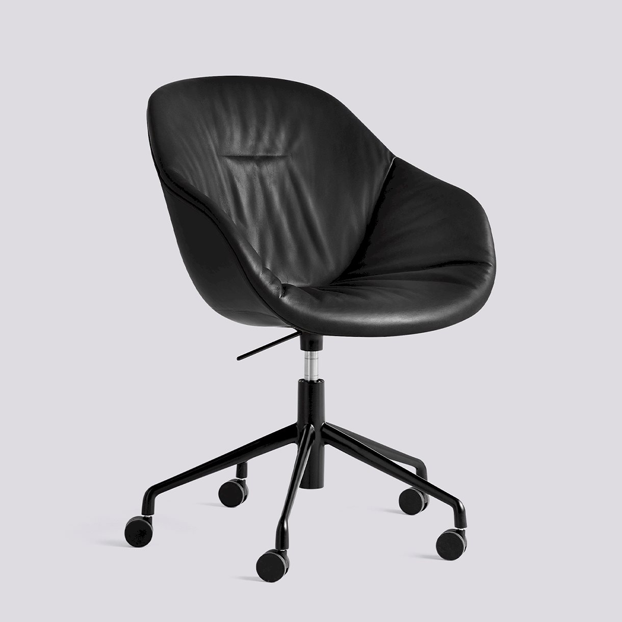 AAC153 Black powder coated aluminium 5 star swivel Gas lift Wheel base-Soft Full upholstery-Sense-Black