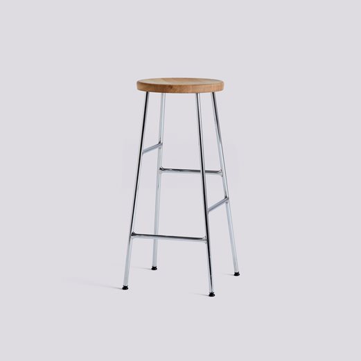 Cornet Chromed steel 4 leg base H75 Standard glider-Oiled solid oak seat