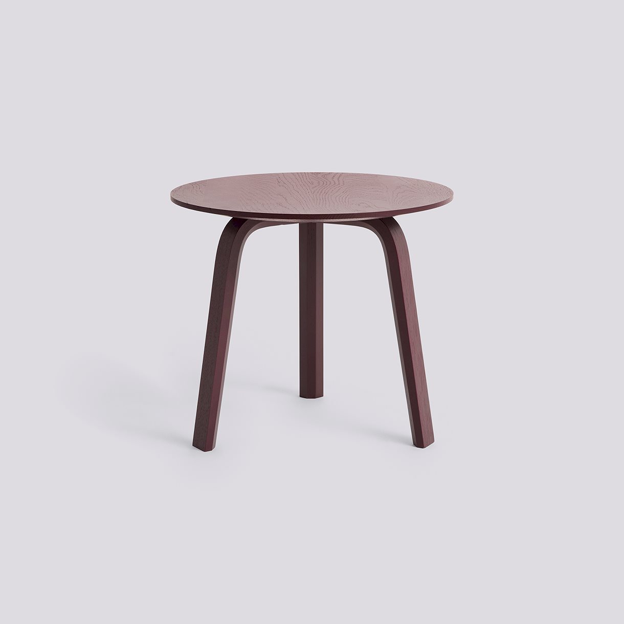 Bella Coffee-Ø45 x H39-Dark bordeaux water-based lacquered solid oak tabletop and veneer legs