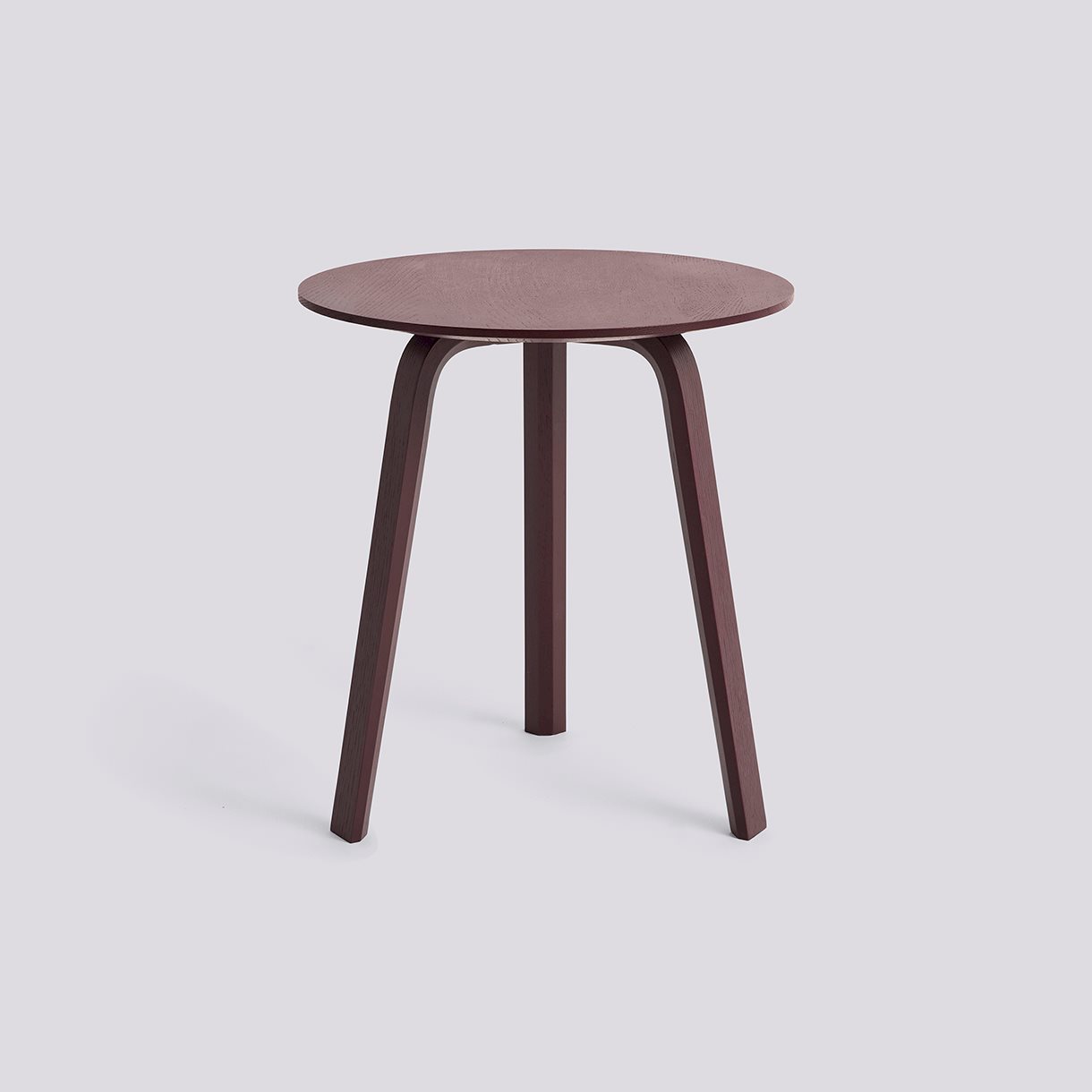  Bella Coffee-Ø45 x H49-Dark bordeaux water-based lacquered solid oak tabletop and veneer legs