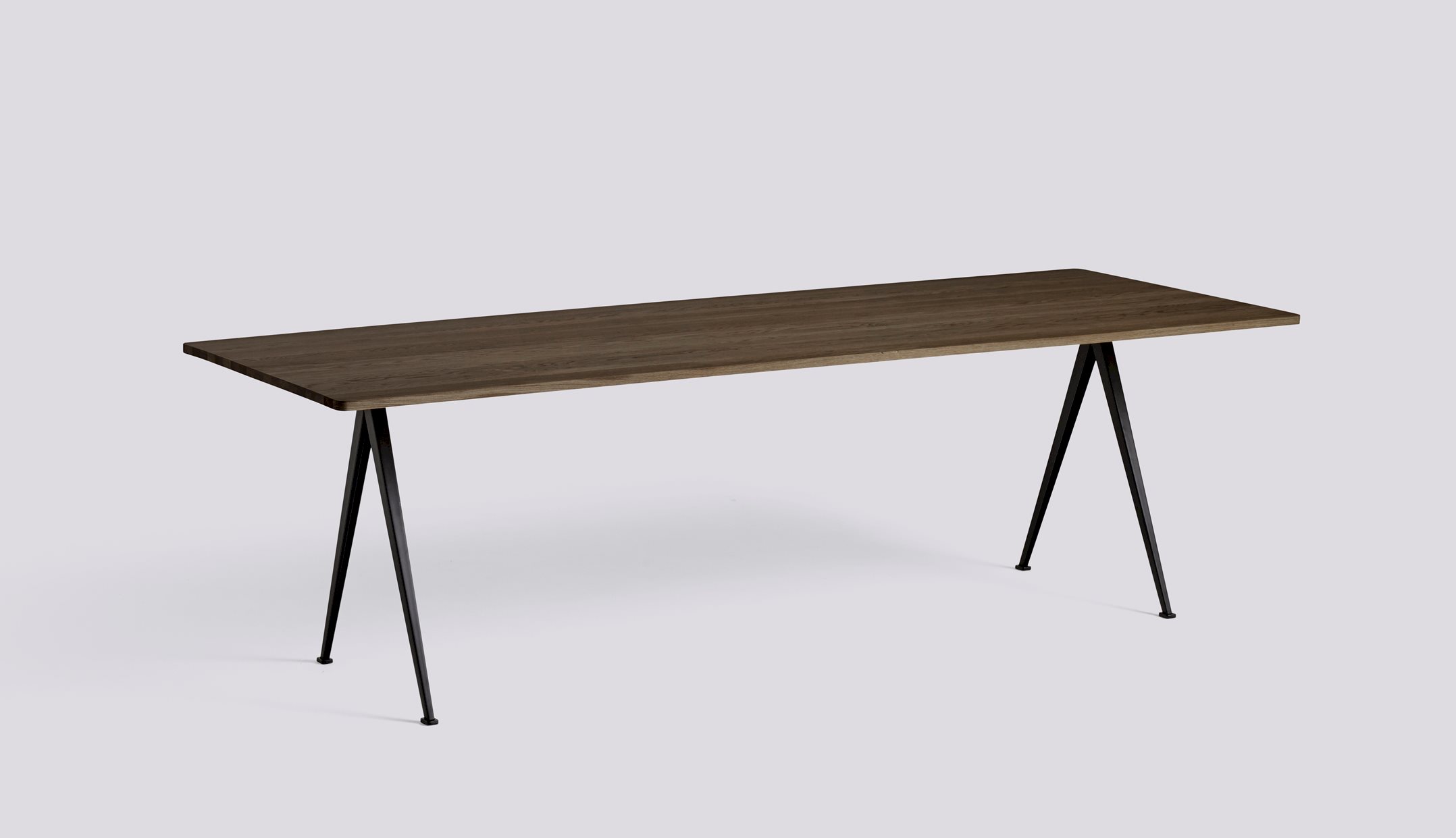  Pyramid 02 Table Black powder coated steel frame-L250 x W85 x H74-Smoked oiled solid oak tabletop/edge