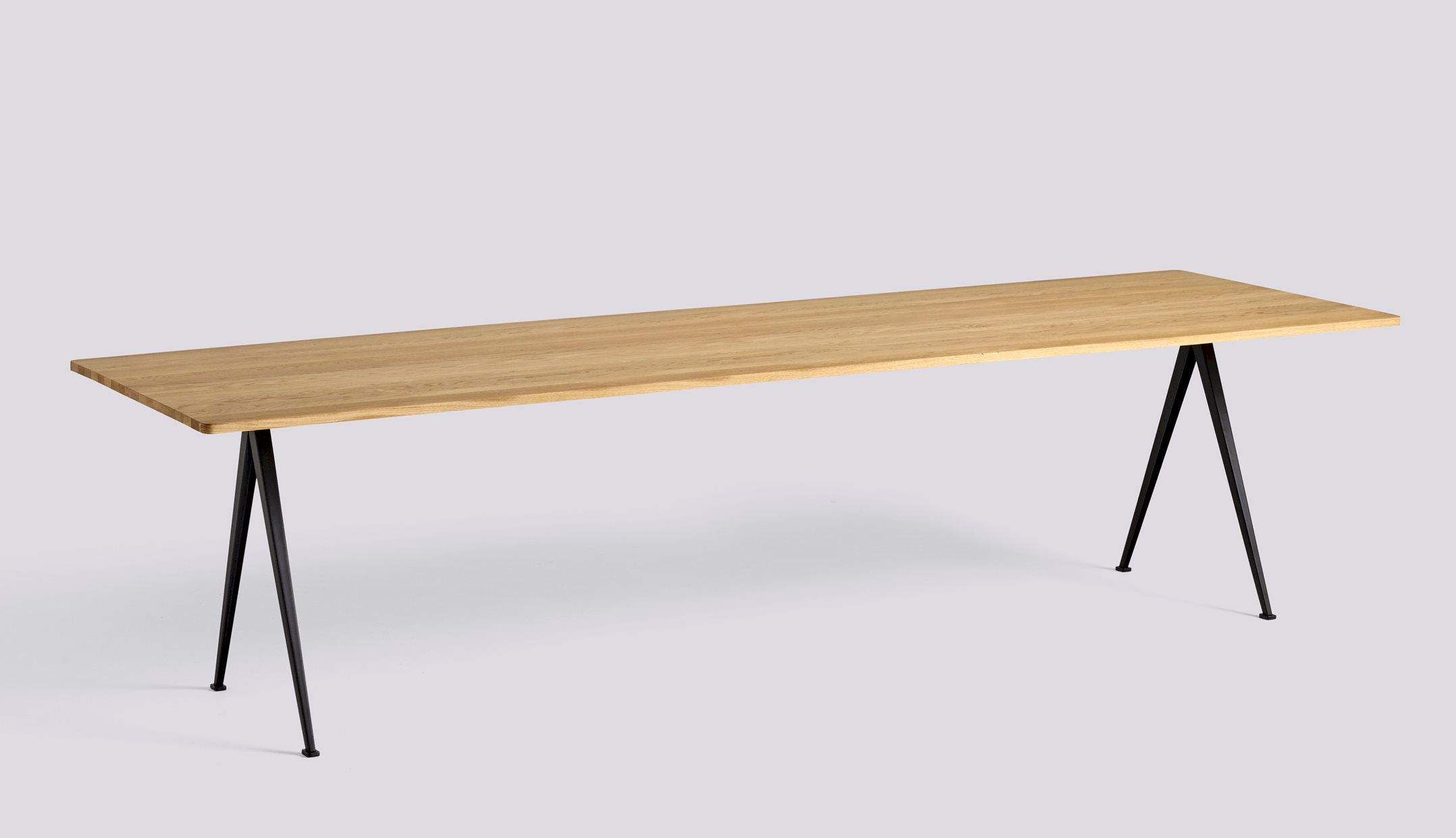 Pyramid 02 Table Black powder coated steel frame-L300 x W85 x H74-Water-based lacquered solid oak tabletop/edge