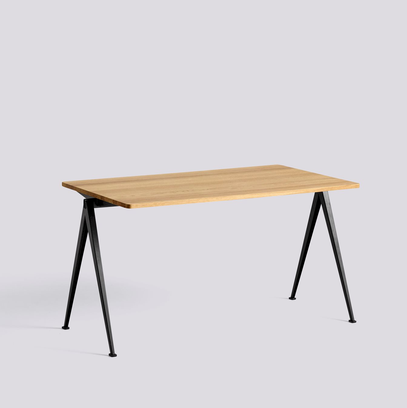 Pyramid 01 Table Black powder coated steel frame-L140 x W75 x H74-Water-based lacquered solid oak tabletop/edge