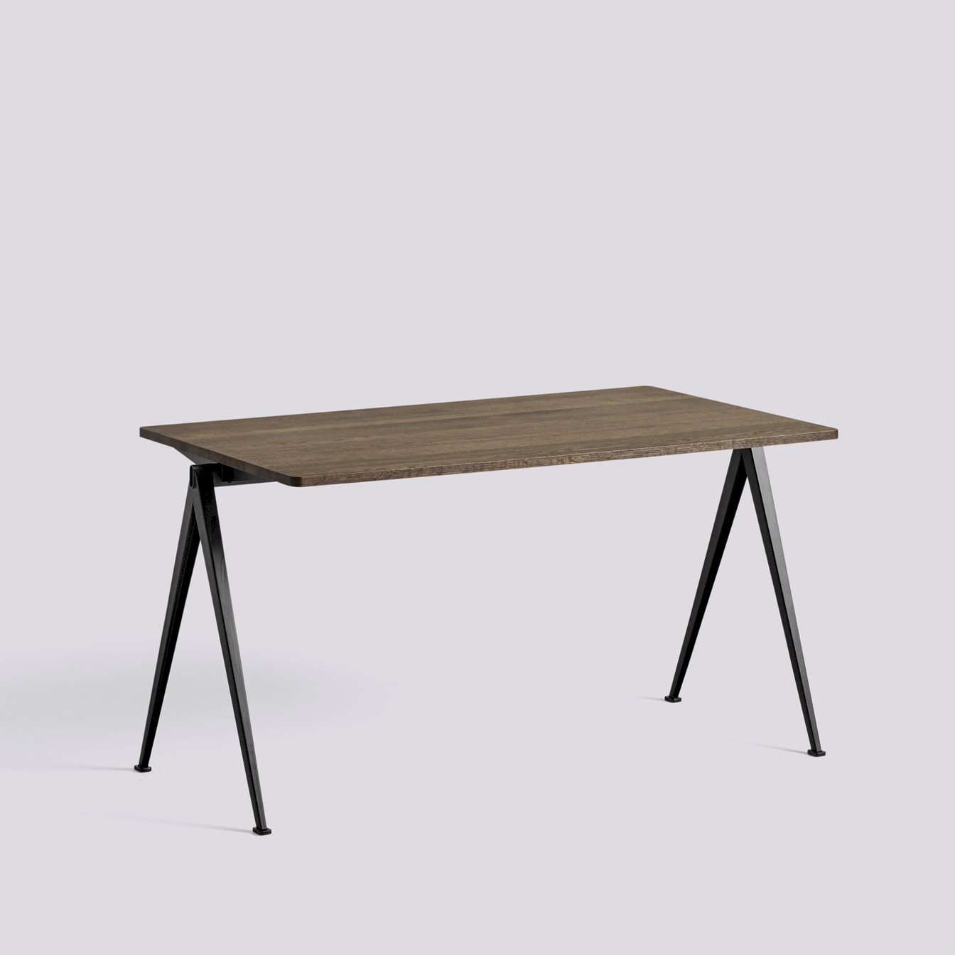 Pyramid 01 Table Black powder coated steel frame-L140 x W75 x H74-Smoked oiled solid oak tabletop/edge