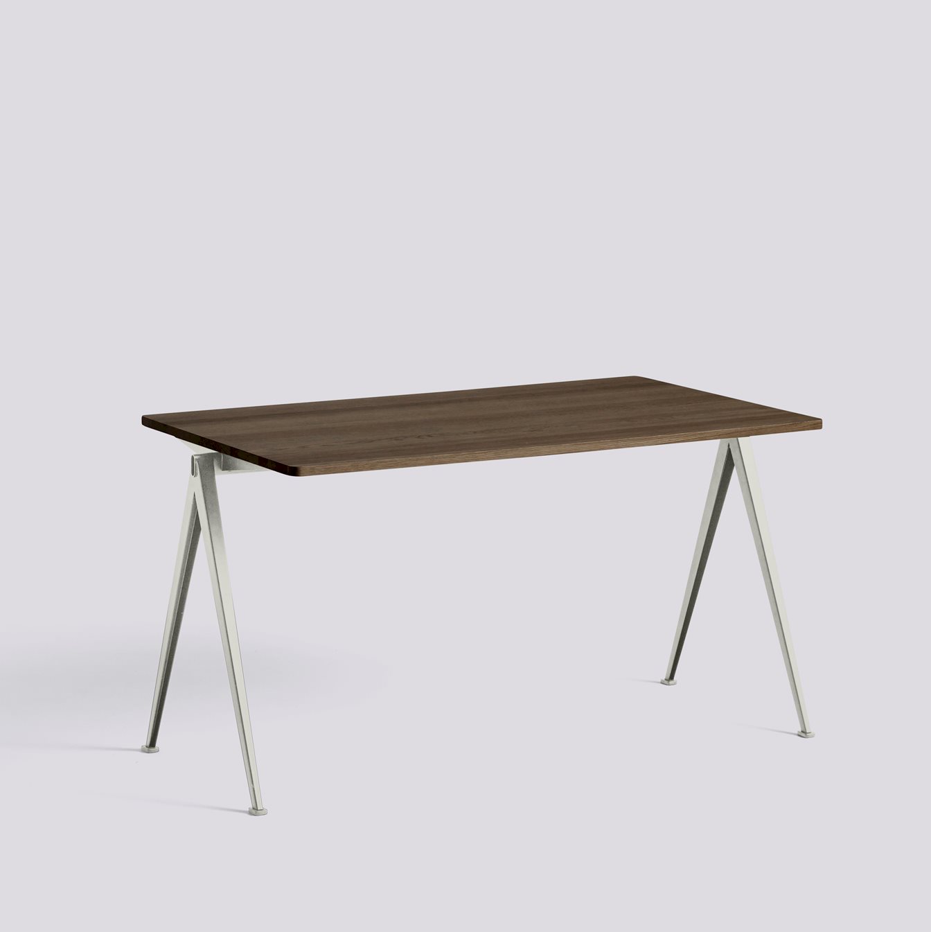 Pyramid 01 Table Beige powder coated steel frame-L140 x W75 x H74-Smoked oiled solid oak tabletop/edge