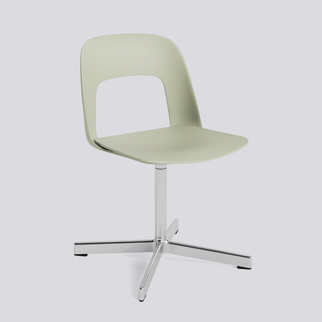 Layout Chair 131 Polished aluminium 4 star swivel base Standard glider-Pastel green polypropylene shell/seat-None-None
