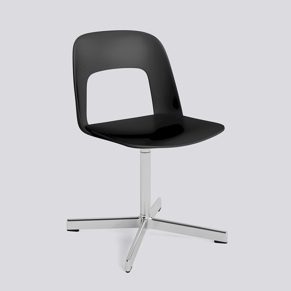 Layout Chair 131 Polished aluminium 4 star swivel base Standard glider-Black polypropylene shell/seat-None-None
