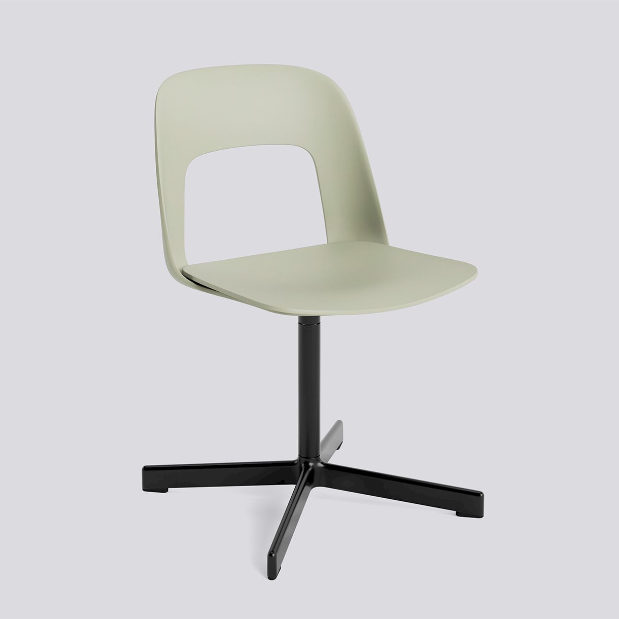 Layout Chair 131 Black powder coated aluminium 4 star swivel base Standard glider-Pastel green polypropylene shell/seat-None-None