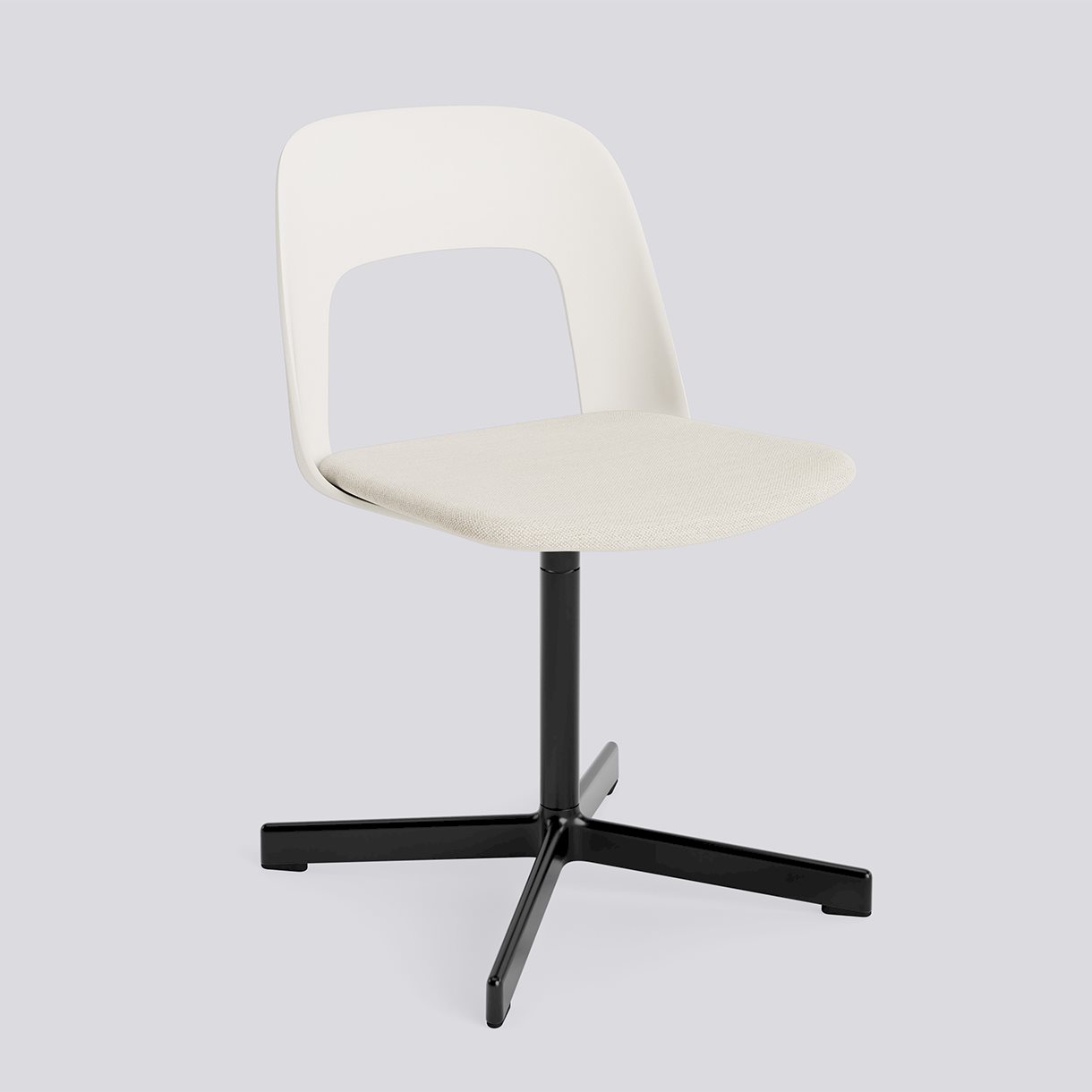 Layout Chair 133 Black powder coated aluminium 4 star swivel base Standard glider-Cream white polypropylene shell Seat upholstery-Mode-011