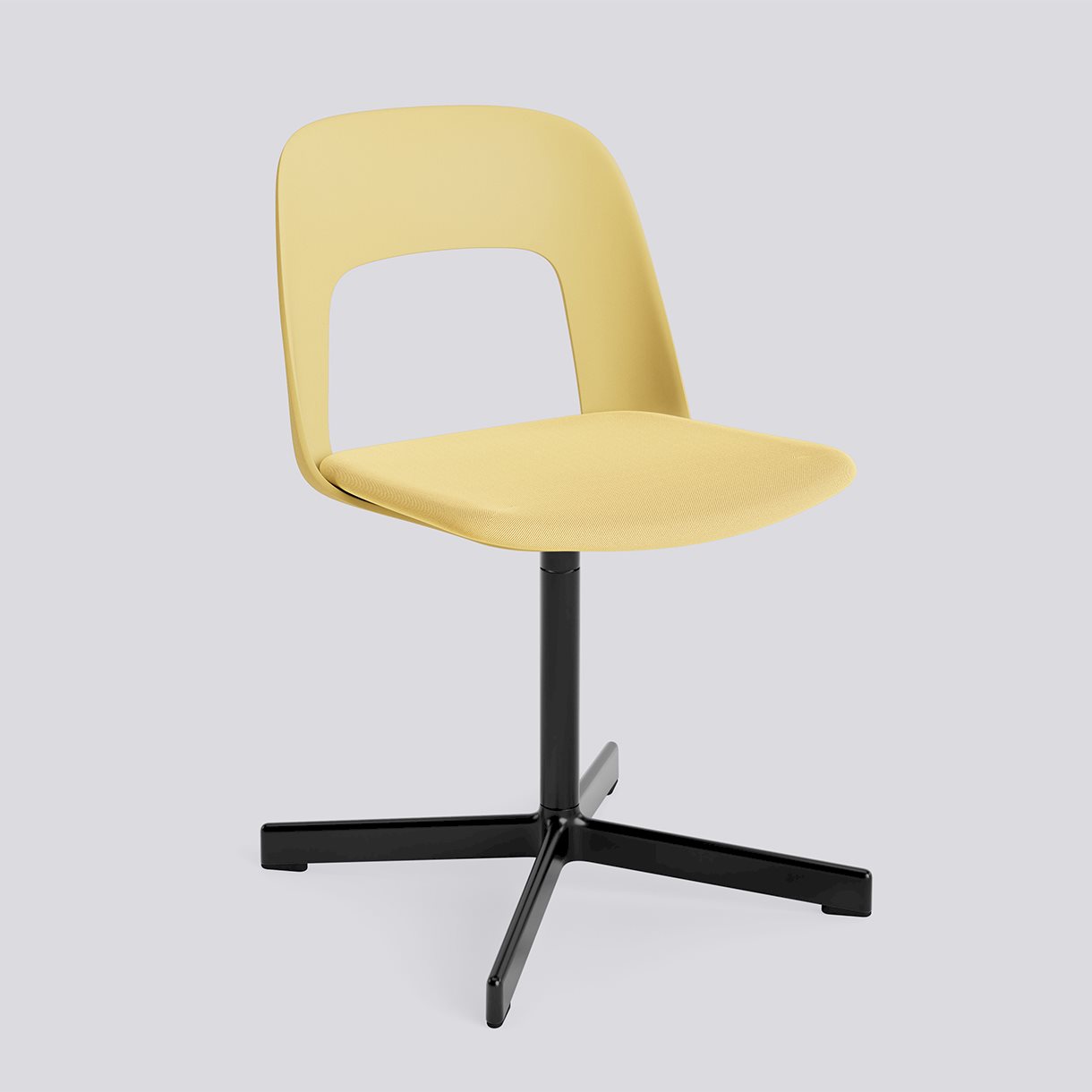  Layout Chair 133 Black powder coated aluminium 4 star swivel base Standard glider-Biscotti polypropylene shell Seat upholstery-Relate-431