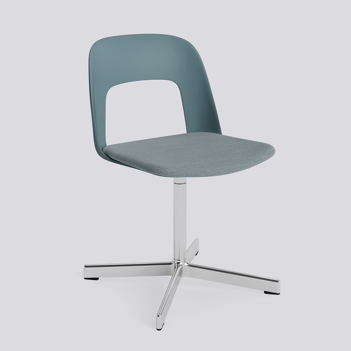  Layout Chair 133 Polished aluminium 4 star swivel base Standard glider-Ocean polypropylene shell Seat upholstery-Mode-045