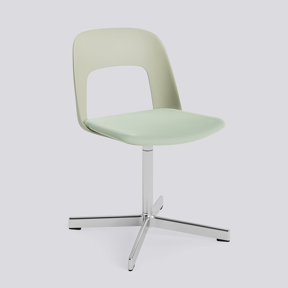 Layout Chair 133 Polished aluminium 4 star swivel base Standard glider-Pastel green polypropylene shell Seat upholstery-Relate-921