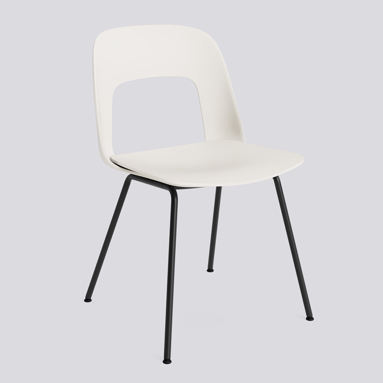  Layout Chair 111 Black powder coated steel 4 leg base Standard glider-Cream white polypropylene shell/seat-None-None