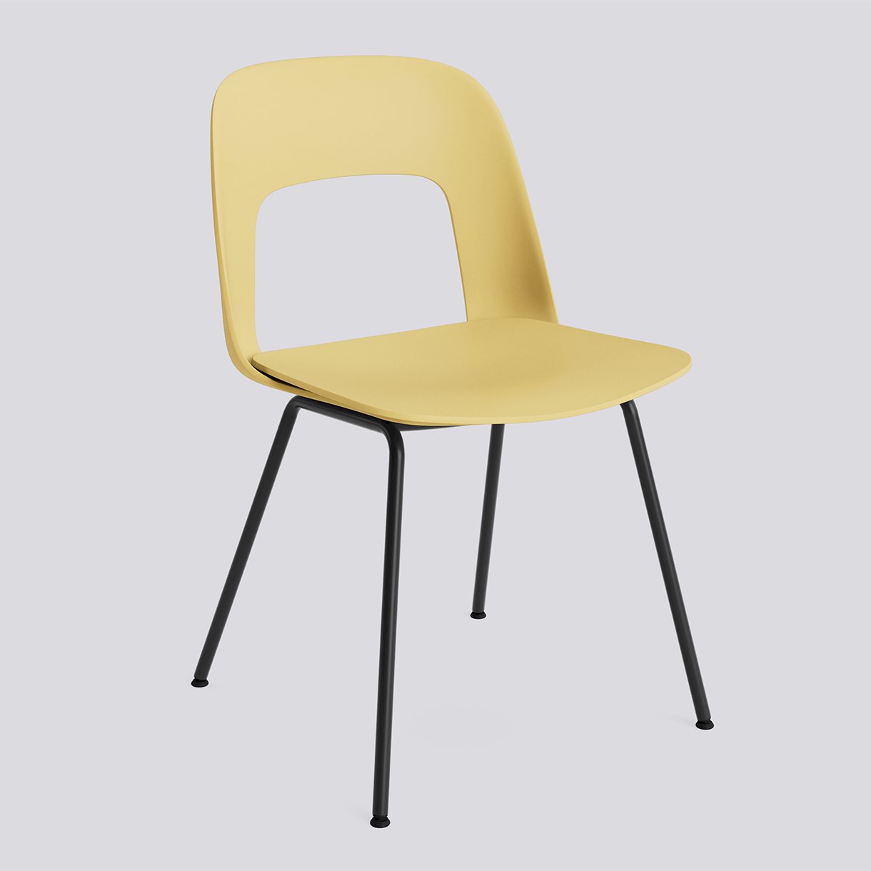  Layout Chair 111 Black powder coated steel 4 leg base Standard glider-Biscotti polypropylene shell/seat-None-None