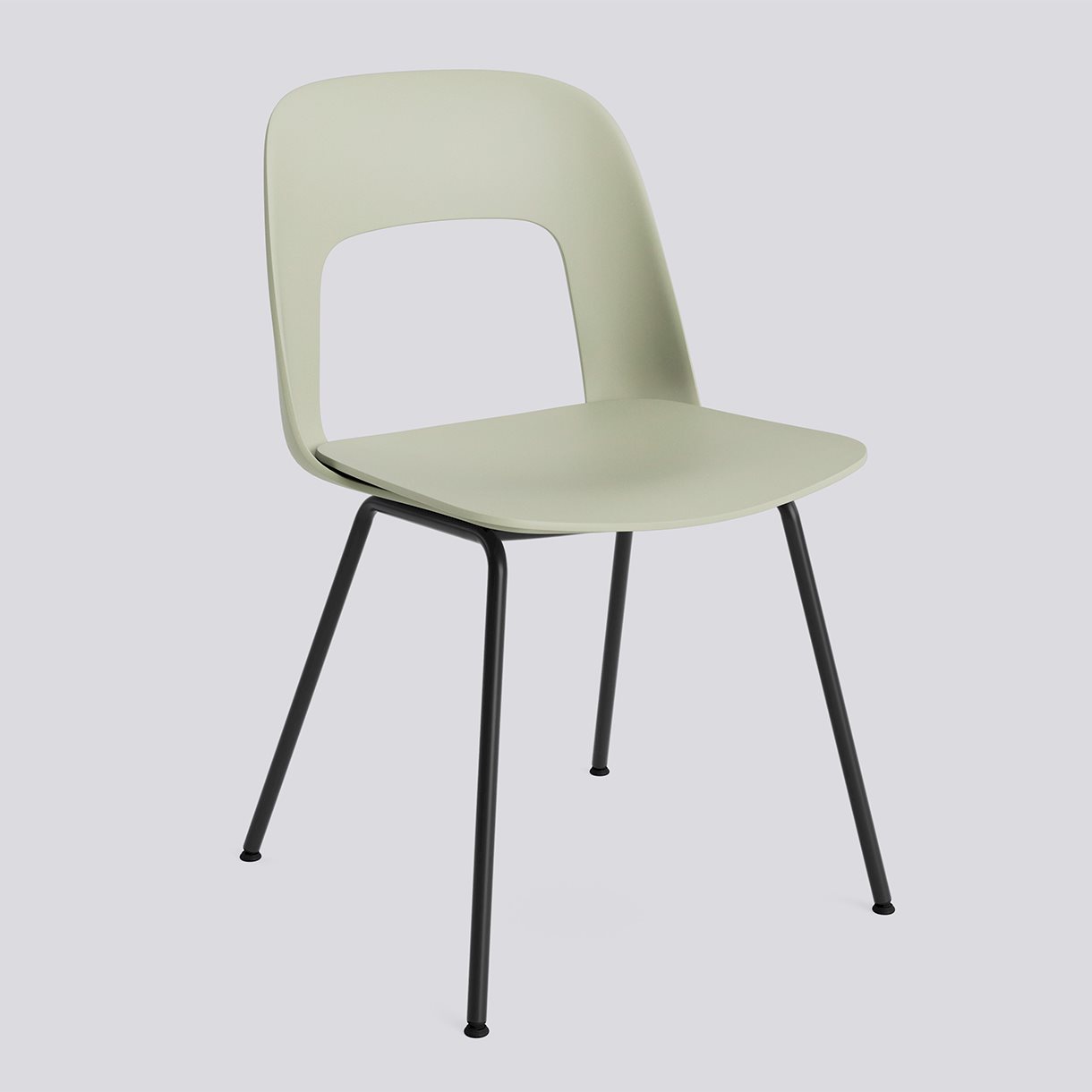 Layout Chair 111 Black powder coated steel 4 leg base Standard glider-Pastel green polypropylene shell/seat-None-None