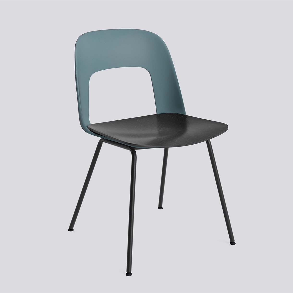  Layout Chair 112 Black powder coated steel 4 leg base Standard glider-Ocean polypropylene shell Black water-based lacquered oak veneer seat-None-None