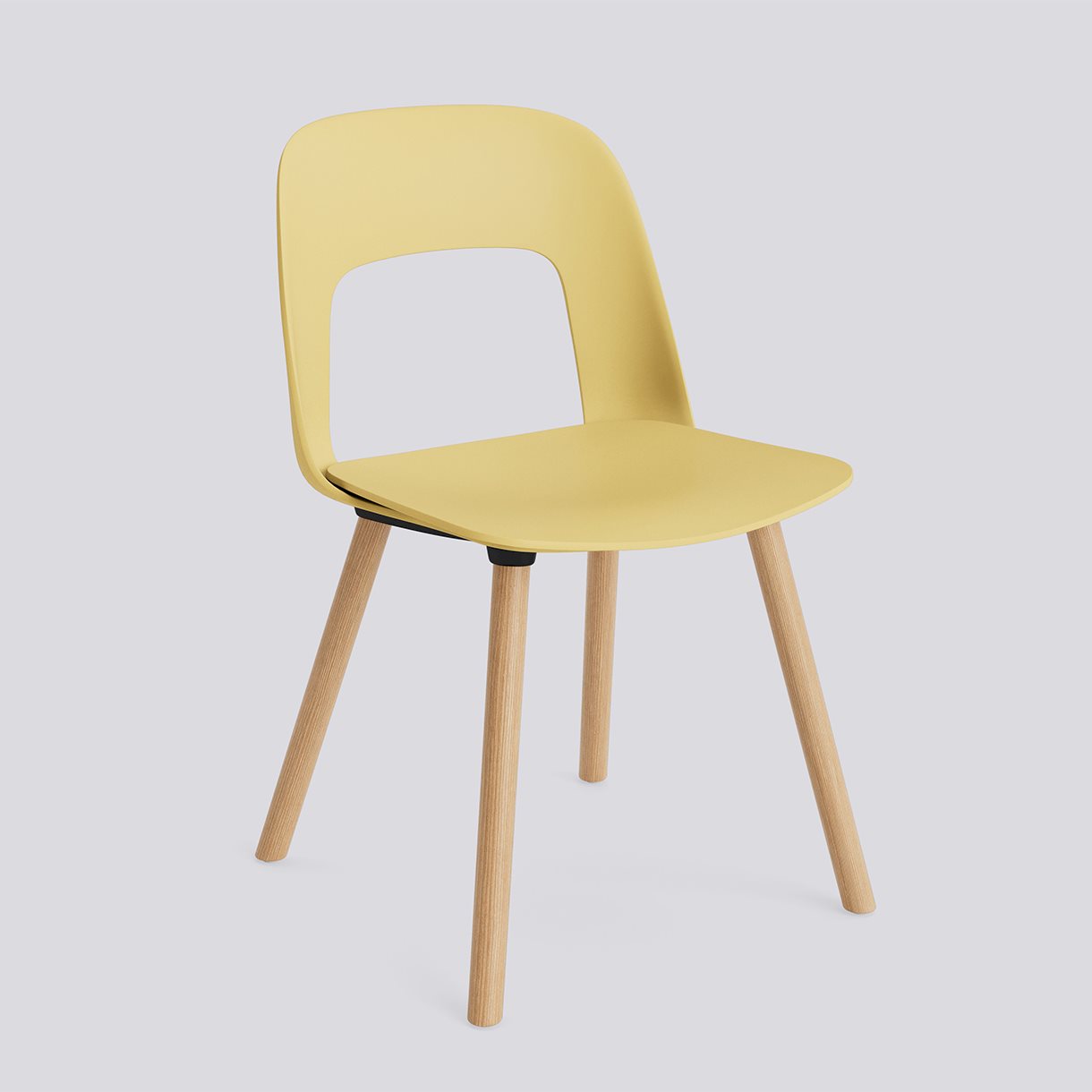 Layout Chair 121 Water-based lacquered solid oak 4 leg base Standard glider-Biscotti polypropylene shell/seat-None-None