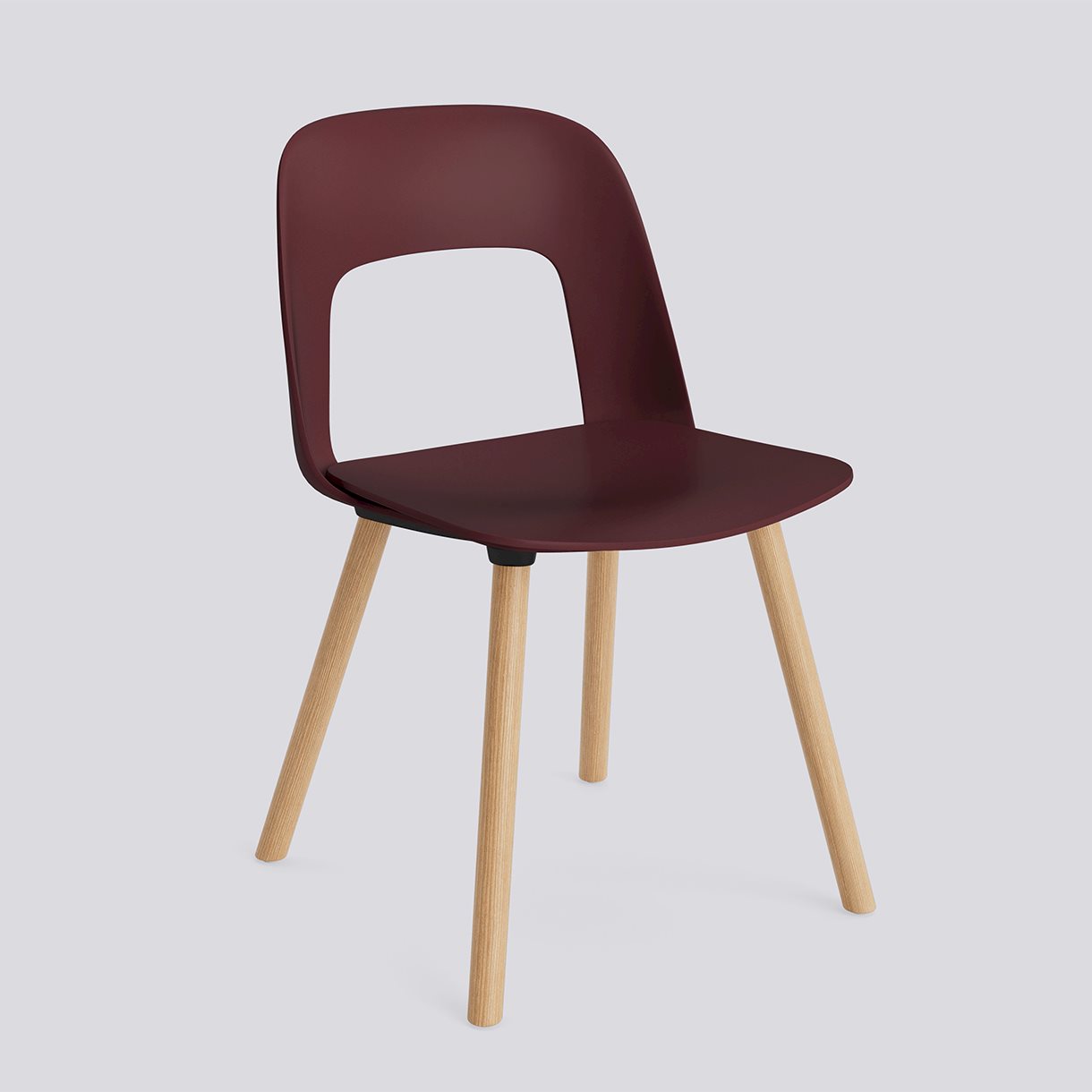  Layout Chair 121 Water-based lacquered solid oak 4 leg base Standard glider-Bordeaux polypropylene shell/seat-None-None