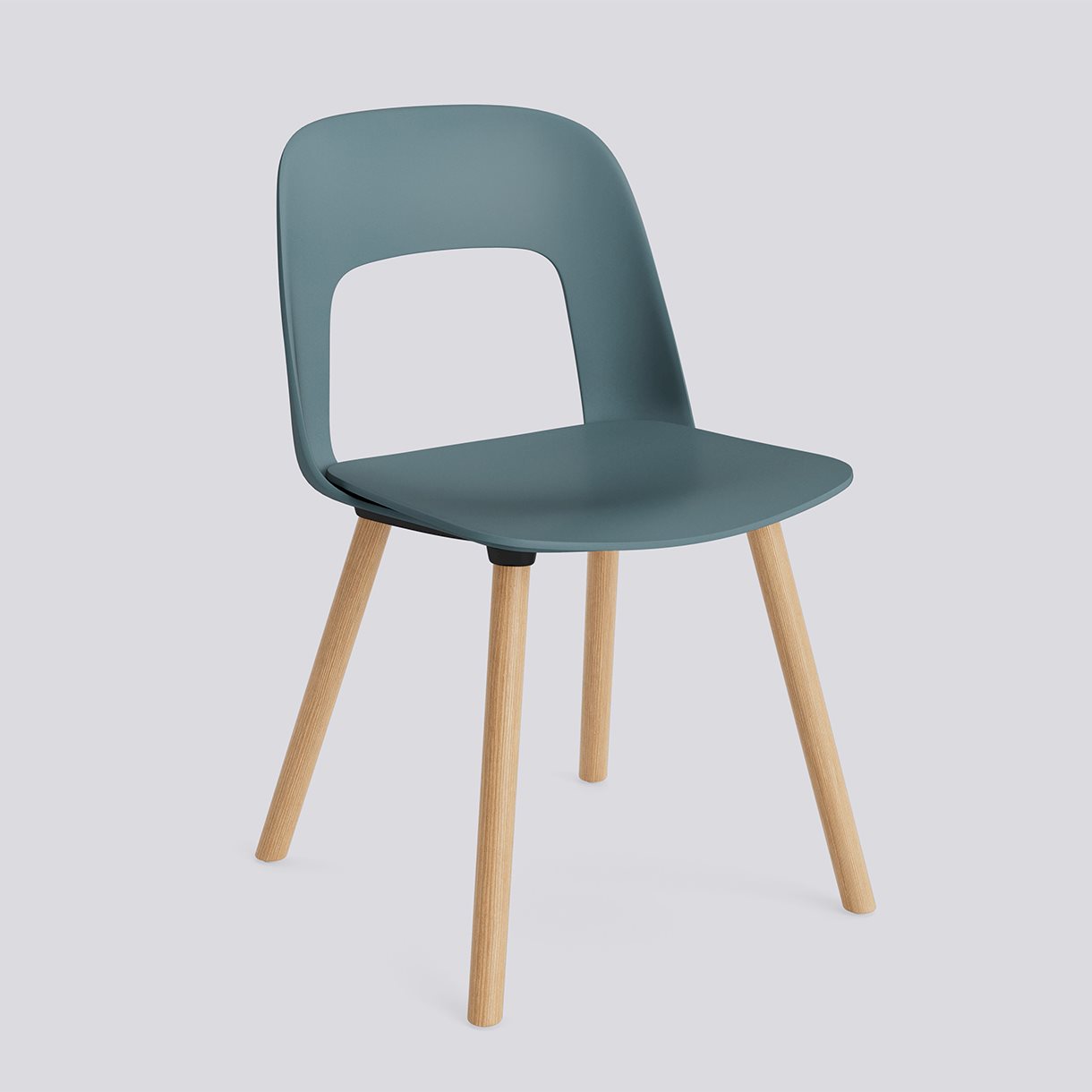Layout Chair 121 Water-based lacquered solid oak 4 leg base Standard glider-Ocean polypropylene shell/seat-None-None