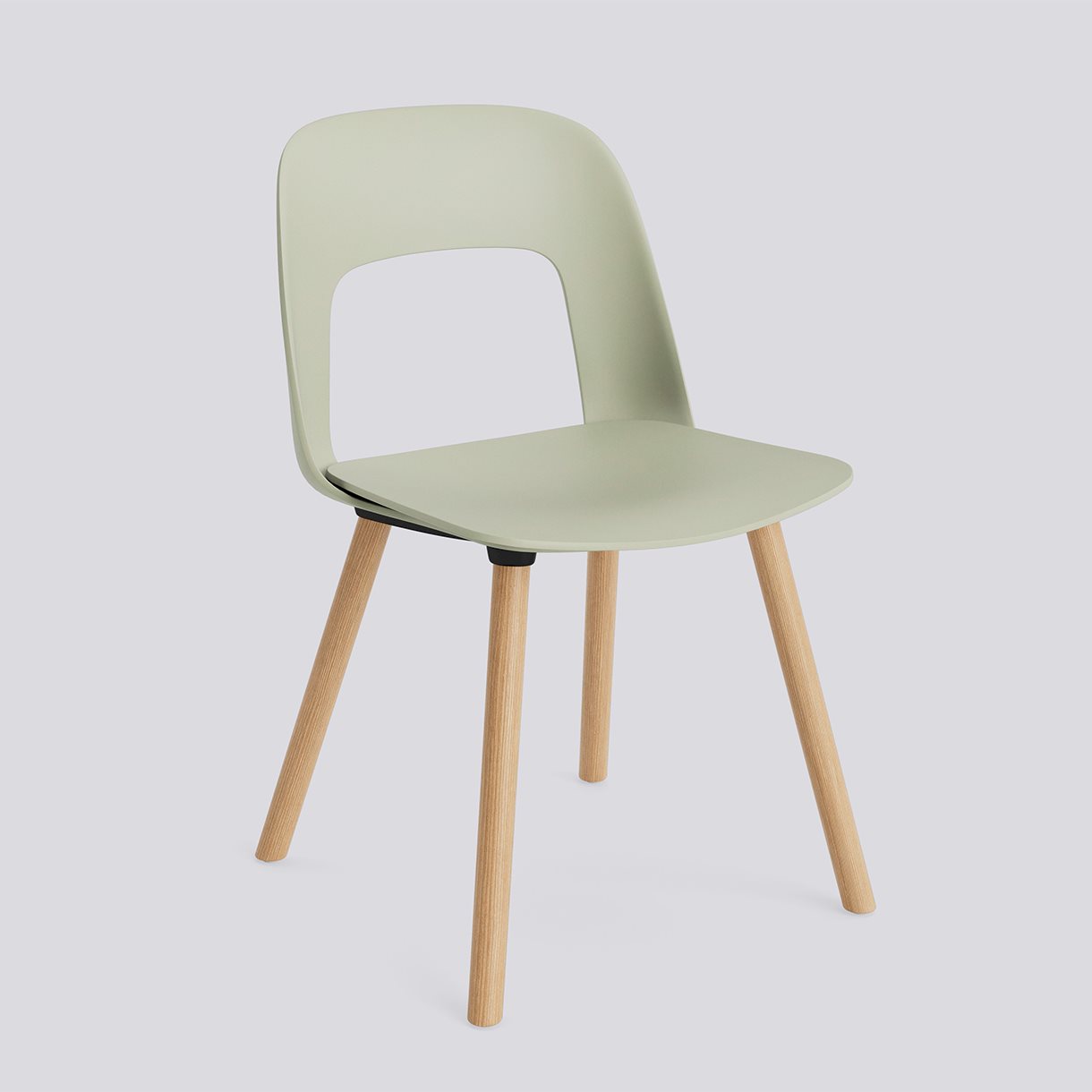 Layout Chair 121 Water-based lacquered solid oak 4 leg base Standard glider-Pastel green polypropylene shell/seat-None-None